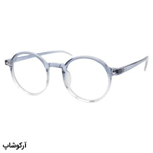 عکس از عینک با فریم گرد و دایره‌ای، رنگ آبی و عدسی بی‌رنگ و از جنس پلی کربنات (بلوکات) مدل 20351