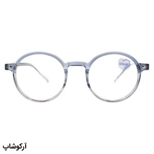 عکس از عینک با فریم گرد و دایره‌ای، رنگ آبی و عدسی بی‌رنگ و از جنس پلی کربنات (بلوکات) مدل 20351
