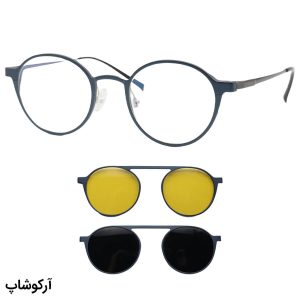 عکس از فریم عینک طبی 2 کاوره با فریم رنگ آبی، شکل گرد، از جنس آلومینیوم برند EMPORIO ARMANI مدل 2325