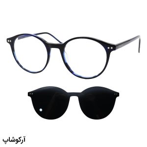 عکس از عینک طبی تک کاوره با فریم رنگ آبی تیره، شکل گرد، از جنس استات برند ریبن مدل OLD033A