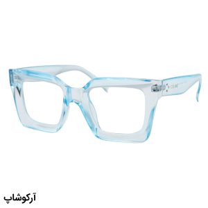 عکس از عینک برند سلین با فریم رنگ آبی براق، مربعی شکل و لنز بی‌رنگ و شفاف مدل S1304-1