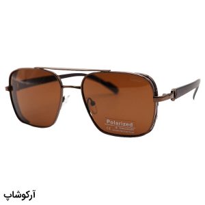 عکس از عینک آفتابی Cartier با فریم خلبانی، رنگ مسی، دسته چوبی، لنز قهوه‌ای، پلاریزه و آنتی رفلکس مدل CA88010