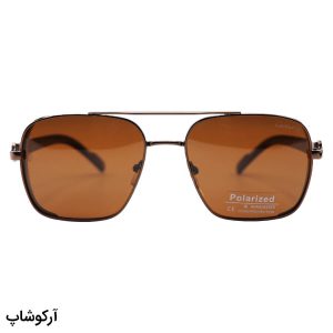 عکس از عینک آفتابی Cartier با فریم خلبانی، رنگ مسی، دسته چوبی، لنز قهوه‌ای، پلاریزه و آنتی رفلکس مدل CA88010