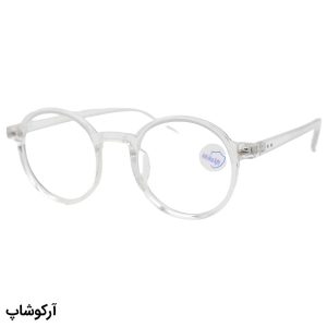 عکس از عینک با فریم گرد و دایره‌ای، رنگ کریستالی و لنز بی‌رنگ و از جنس پلی کربنات (بلوکات) مدل 20351
