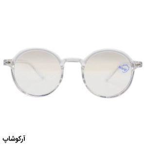 عکس از عینک با فریم گرد و دایره‌ای، رنگ کریستالی و لنز بی‌رنگ و از جنس پلی کربنات (بلوکات) مدل 20351