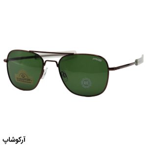 عکس از عینک آفتابی randolph با فریم مسی، مربعی شکل، عدسی سنگ و رنگ سبز تیره مدل 45891