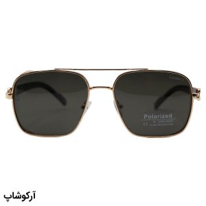 عکس از عینک آفتابی Cartier با فریم خلبانی، طلایی رنگ، دسته چوبی، لنز سبز تیره، پلاریزه و آنتی رفلکس مدل CA88010