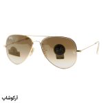 عکس از عینک آفتابی Ray-Ban با فریم خلبانی، رنگ طلایی، لنز سنگ و قهوهای سایه روشن مدل RB3026