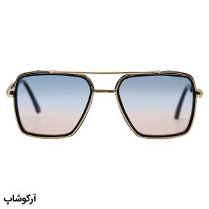 عکس از عینک آفتابی میباخ با فریم خلبانی، رنگ طلایی و مشکی و لنز دو رنگ (سایه روشن از آبی به صورتی) مدل 88034