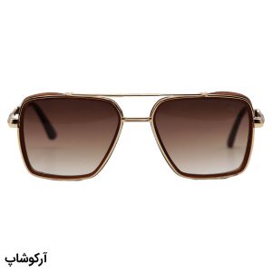 عکس از عینک آفتابی میباخ با فریم خلبانی، رنگ طلایی و قهوه‌ای مات و لنز قهوه‌ای هایلایت مدل 88034