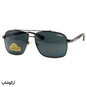 عکس از عینک آفتابی Cartier با فریم خلبانی، رنگ نوک مدادی، دسته چوبی و لنز شیشه و دودی تیره مدل 128-S62