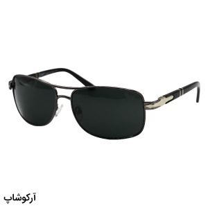 عکس از عینک آفتابی پرسول با فریم مستطیلی، رنگ نوک مدادی، بیس دار و لنز دودی تیره و از جنس سنگ مدل 2410S