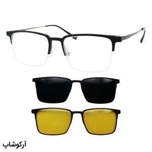 عکس از عینک طبی 2 کاوره با فریم نوک مدادی، شکل مستطیلی، از جنس آلومینیوم برند Emporio Armani مدل 2328