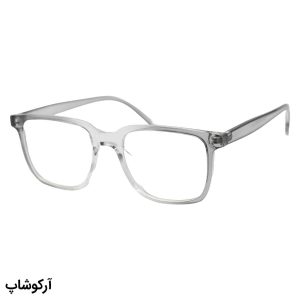 عکس از عینک با فریم مستطیلی شکل، رنگ طوسی و لنز بی‌رنگ و از جنس پلی کربنات (بلوکات) مدل 28061