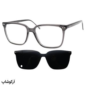 عکس از عینک طبی تک کاوره با فریم طوسی، شکل مستطیلی، از جنس استات برند ریبن مدل OLD013A