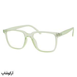 عکس از عینک با فریم مستطیلی شکل، رنگ سبز و لنز بی‌رنگ و از جنس پلی کربنات (بلوکات) مدل 28061