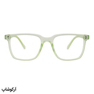 عکس از عینک با فریم مستطیلی شکل، رنگ سبز و لنز بی‌رنگ و از جنس پلی کربنات (بلوکات) مدل 28061