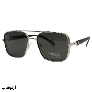 عکس از عینک آفتابی Cartier با فریم خلبانی، نقره‌ای رنگ، دسته چوبی، لنز سبز تیره، پلاریزه و آنتی رفلکس مدل CA88010