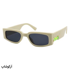 عکس از عینک آفتابی فانتزی هرون پرستون با فریم مستطیلی شکل، رنگ کرمی، ترازدار و عدسی دودی تیره مدل 21090