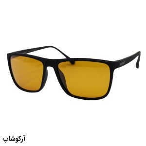 عکس از عینک شب OGA MOREL با فریم مشکی مات، مستطیلی شکل، دسته فنری و لنز زرد رنگ مدل 78013