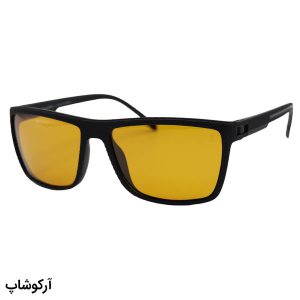 عکس از عینک دید در شب اوگا مورل با فریم مشکی مات، مستطیلی شکل، دسته فنری و لنز زرد رنگ مدل 78051