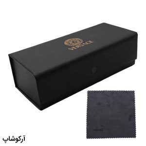 عکس از کیف عینک ورساچه VERSACE با شکل مستطیلی، مشکی رنگ و درب آهنربایی مدل 992815