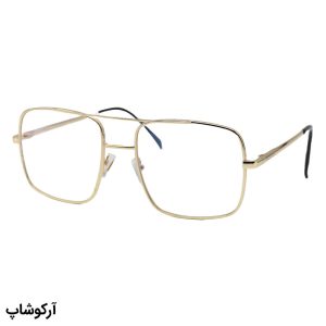 عکس از عینک برند پلیس با فریم طلایی رنگ، مربعی شکل و دسته فنری (لنز بلوکات و UV400) مدل 7032