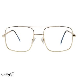 عکس از عینک برند پلیس با فریم طلایی رنگ، مربعی شکل و دسته فنری (لنز بلوکات و UV400) مدل 7032