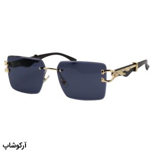 عکس از عینک آفتابی کارتیه با فریم مستطیلی، دسته چوبی، طرح یوزپلنگ، قهوه ای و لنز دودی تیره مدل OW3042
