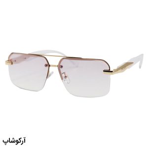 عکس از عینک شب PRADA مستطیلی با فریم مخفی، رنگ طلایی، دسته شفاف و لنز بی رنگ مدل WH4054