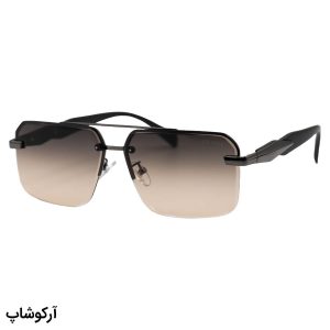 عکس از عینک آفتابی پرادا، با فریم مخفی، مستطیلی شکل، دسته مشکی رنگ و لنز قهوه ای هایلایت مدل WH4054