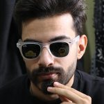 عینک آفتابی Ray-Ban با فریم ویفرر و لنز شیشه و سنگی مدل RB2140 بر روی صورت محمدحسین ابراهیم زاده