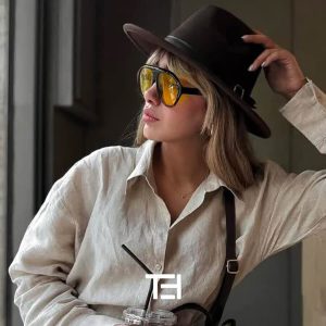 عکس از عینک آفتابی GUCCI با فریم شکل خلبانی و سایز بزرگ مدل 94533 بر روی صورت مدل