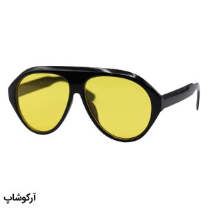 عکس از عینک شب گوچی با فریم مشکی رنگ، شکل خلبانی، سایز بزرگ و عدسی زرد رنگ مدل 94533