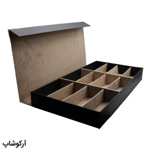 عکس از باکس و جعبه 12 تایی عینک آفتابی با رنگ مشکی، جنس چرم و درب مگنتی (فایل) مدل 992824