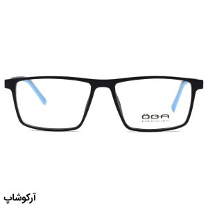 عکس از فریم عینک طبی OGA MOREL با رنگ مشکی و آبی، شکل مستطیلی و دسته فنر دار مدل 1703