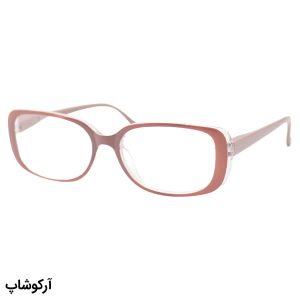 عکس از عینک مطالعه نزدیک بین با فریم مستطیلی شکل، رنگ قهوه‌ای و دسته فنری مدل D7013