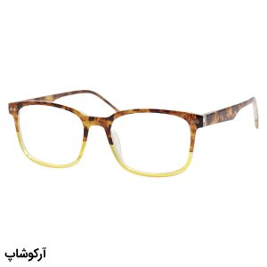 عکس از عینک مطالعه نزدیک بین با فریم مستطیلی شکل، رنگ قهوه‌ای روشن و دسته فنری مدل Y18247