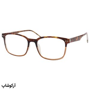 عکس از عینک مطالعه نزدیک بین با فریم مستطیلی شکل، رنگ قهوه‌ای تیره و دسته فنری مدل Y18247