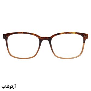 عکس از عینک مطالعه نزدیک بین با فریم مستطیلی شکل، رنگ قهوه‌ای تیره و دسته فنری مدل Y18247