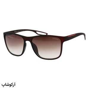 عکس از عینک آفتابی پرادا با فریم رنگ قهوه‌ای مات، مربعی شکل و عدسی قهوه‌ای سایه روشن مدل 8084