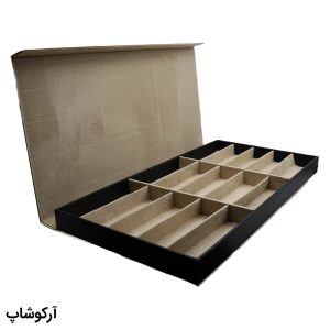 عکس از باکس و جعبه 15 تایی عینک طبی با رنگ طلایی، جنس چرم و درب مگنتی (فایل) مدل 992830