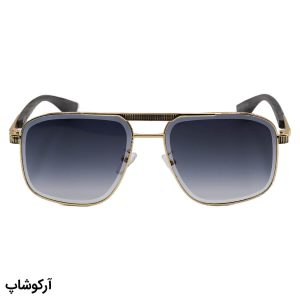عکس از عینک آفتابی کارتیه با فریم شکل چندضلعی، رنگ طلایی، دسته چوبی و لنز بنفش گرادینت مدل 2524