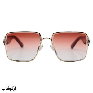 عکس از عینک آفتابی زنانه LOEWE با فریم مربعی شکل، طلایی رنگ، دسته قرمز و لنز قرمز گرادینت مدل 5G95