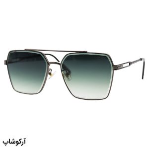 عکس از عینک آفتابی Cartier با فریم شکل مربعی، رنگ نوک مدادی و لنز سبز سایه روشن مدل 23071