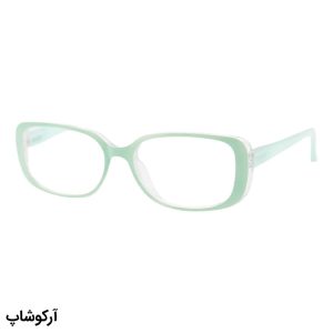 عکس از عینک مطالعه نزدیک بین با فریم مستطیلی شکل، رنگ سبز و دسته فنری مدل D7013