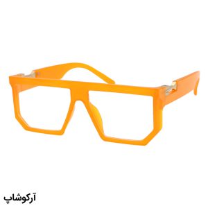 عکس از عینک دید در شب مارک جیکوبز با فریم مربعی شکل، رنگ نارنجی و لنز بی رنگ و شفاف مدل 8789