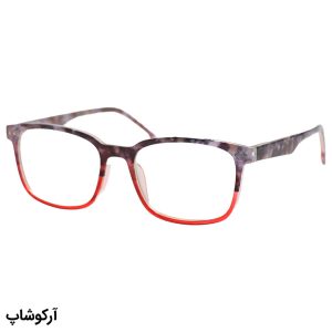 عکس از عینک مطالعه نزدیک بین با فریم مستطیلی شکل، رنگ قرمز و دسته فنردار مدل Y18247