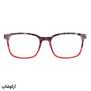 عکس از عینک مطالعه نزدیک بین با فریم مستطیلی شکل، رنگ قرمز و دسته فنردار مدل Y18247