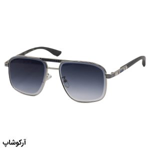عکس از عینک آفتابی Cartier با فریم شکل هندسی، رنگ نقره‌ای، دسته چوبی و لنز بنفش سایه روشن مدل 2524